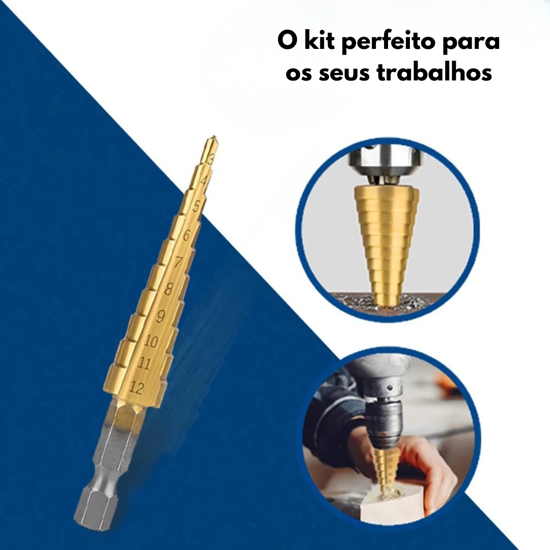 TitanDrill: Pack de Brocas Escalonadas de Titânio