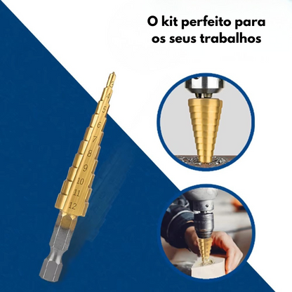 TitanDrill: Pack de Brocas Escalonadas de Titânio