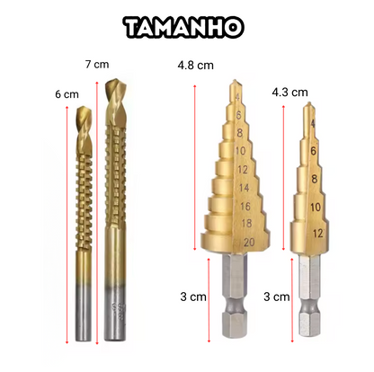 TitanDrill: Pack de Brocas Escalonadas de Titânio